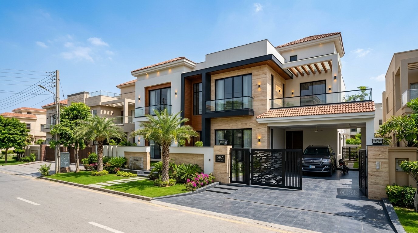 Luxury 1 Kanal Modern Bungalow Construction in DHA Lahore by PK Civil Works